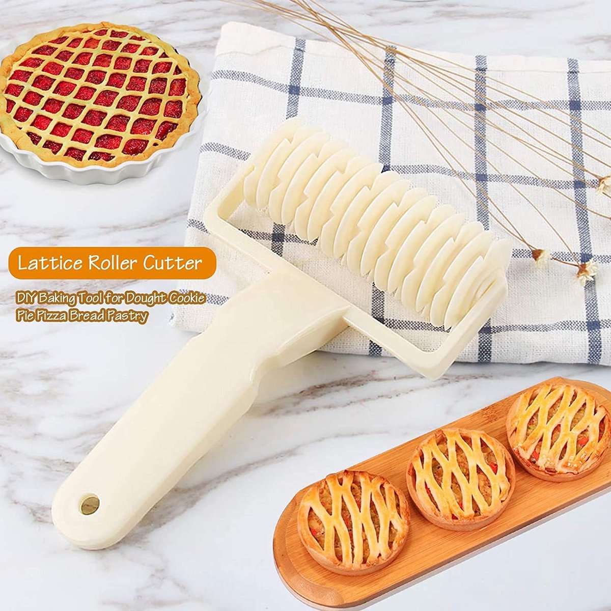 Dough cutter - Grid roller - Grid cutter - Grid cutter for rolling pins - Grid dough knife - roller cutter - V1188-MS101-02350-1
