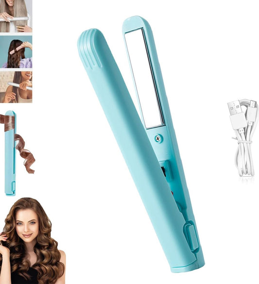 Mini 2-in-1 Curling Iron & Straightener - Dual Function - Portable Travel Curler - Small Hair Straightener - V1188-MS101-02356-1