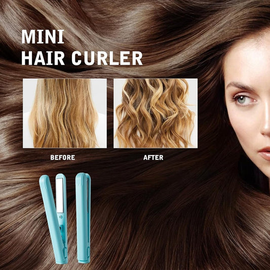 Mini 2-in-1 Curling Iron & Straightener - Dual Function - Portable Travel Curler - Small Hair Straightener - V1188-MS101-02356-1