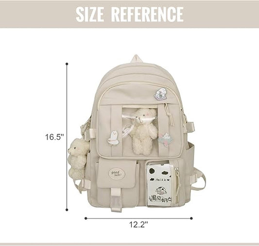Waterproof backpack for girls - Girl's Backpack With Pin and Accessories - boys' backpack - women's backpack V1188-MS101-02362-1