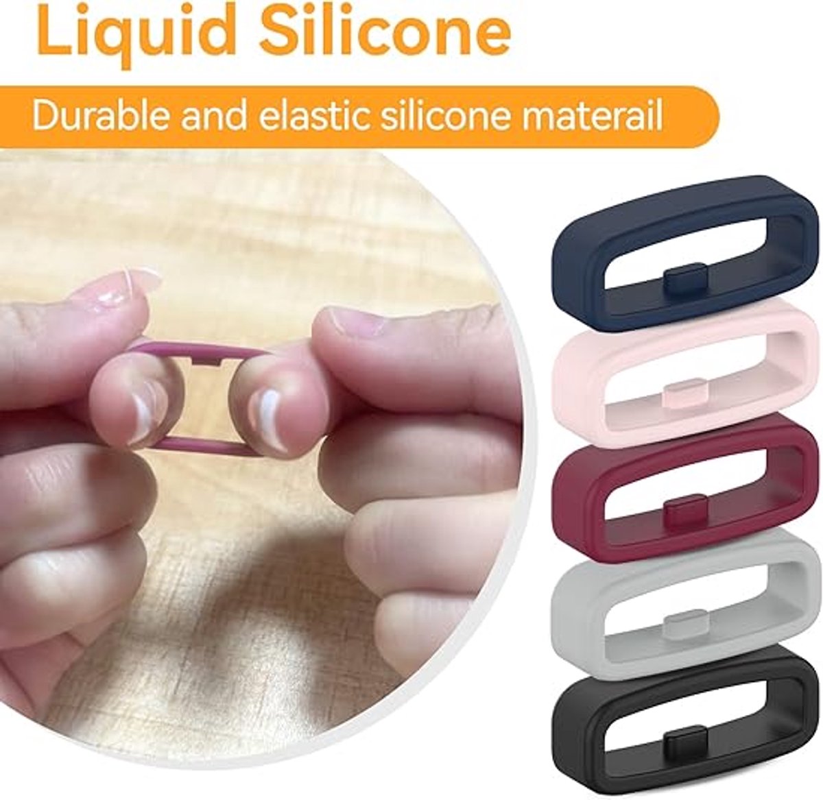 6x Watch strap loop - Safety ring holder - Anti-slip silicone ring - Suitable for 20mm Smartwatch Strap V1188-MS101-02367-1