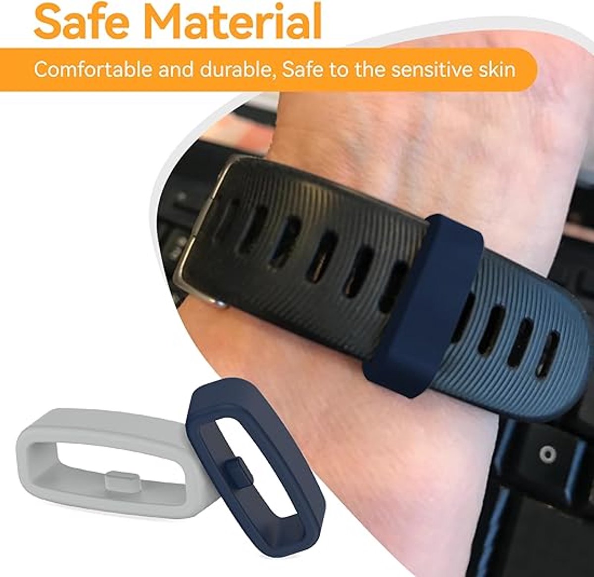 6x Watch strap loop - Safety ring holder - Anti-slip silicone ring - Suitable for 20mm Smartwatch Strap V1188-MS101-02367-1