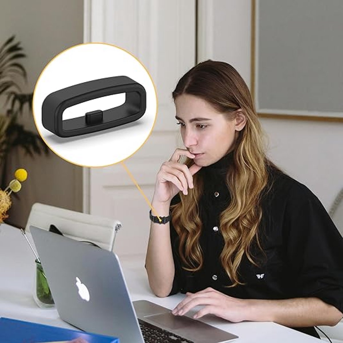 6x Watch strap loop - Safety ring holder - Anti-slip silicone ring - Suitable for 20mm Smartwatch Strap V1188-MS101-02367-1