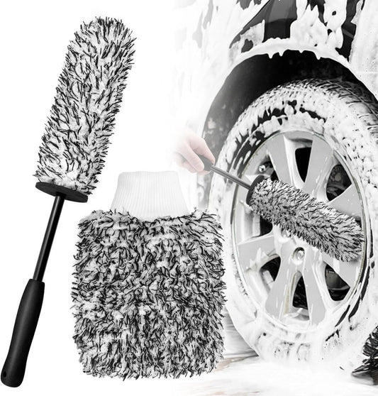 Rim Brush - Car Wheel Brush with Car Wash Glove - Microfiber Rim Brush - Tire Brush - Wheel Brush - Rim V1188-MS101-02378-1
