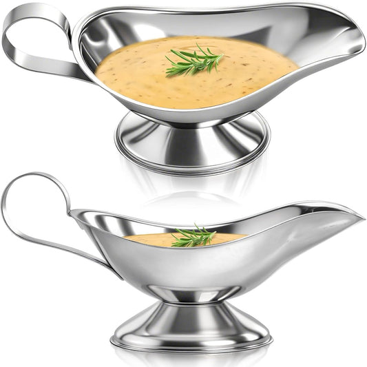 2 pieces - Gravy boat - Sauce boat - Sauciere - Dipping bowls - stainless steel sauce boat - with pouring V1188-MS101-02387-1