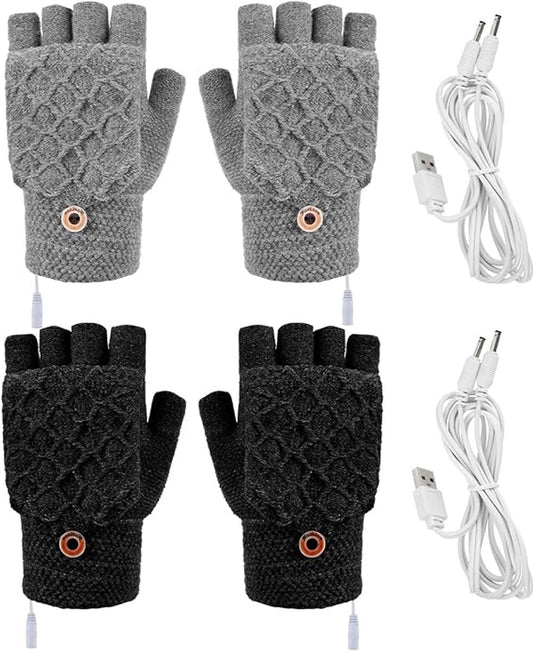 2 Pairs USB Heated Gloves - Heated Gloves - Electric Heating - Double-Sided Heating - Knitted Heated Gloves - V1188-MS101-02399-1