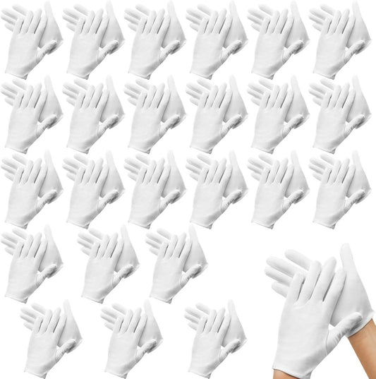 24 pairs - Gloves - white cotton gloves - soft cotton gloves - coin jewelry, silver inspection gloves - V1188-MS101-02409-1