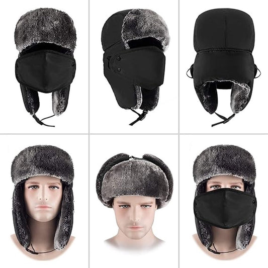 Beanie - men's beanie - Winter beanie - With Ear flaps and Face Mask - Winter Fur - Men's winter hat - V1188-MS101-02420-1