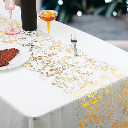 Table Runner - 28*275 cm - Gold Table Runner - Gold Foil Table Runner - Tablecloth - Polyester Table Runner - V1188-MS101-02447-1