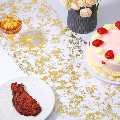 Table Runner - 28*275 cm - Gold Table Runner - Gold Foil Table Runner - Tablecloth - Polyester Table Runner - V1188-MS101-02447-1