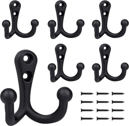 6 pieces - 54*49mm - Hook - Clothes hook - Retro double coat hooks - Wall hook - Metal hook - Universal hooks V1188-MS101-02464-1