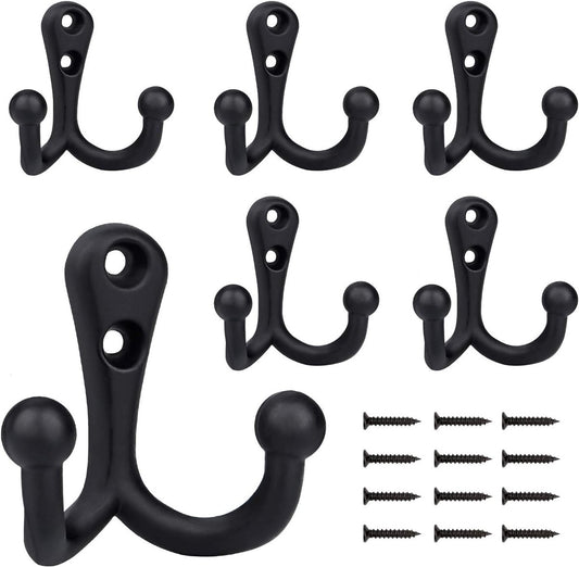 6 pieces - 54*49mm - Hook - Clothes hook - Retro double coat hooks - Wall hook - Metal hook - Universal hooks V1188-MS101-02464-1