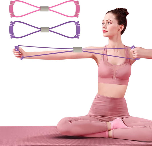 Fitness Elastic Bands - 2 Pieces - Figure 8 Resistance Bands - Resistance Power Band Tube - Fitness Bands - V1188-MS101-02486-1