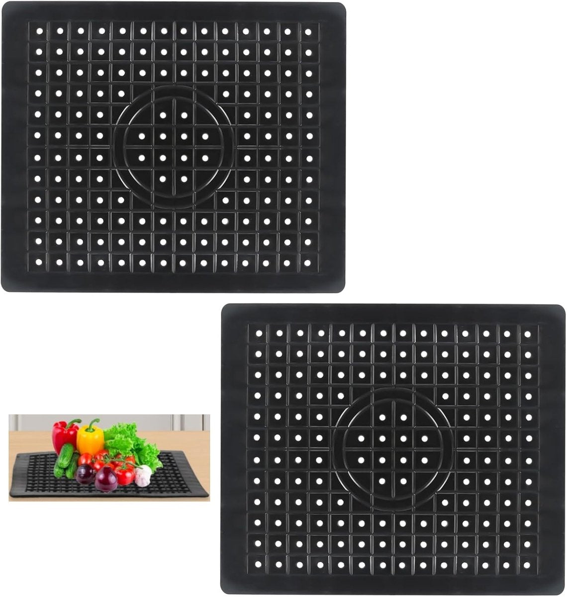 Two-piece sink mat - rubber sink mat - sink protector - sink mat - backsplash - sink protection - drain mat - V1188-MS101-02487-1