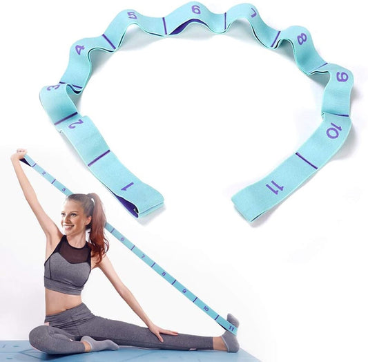 125*4 cm - Yoga resistance band - Yoga stretch band - Yoga exercise band - Stretch band - with 11 rings - V1188-MS101-02490-1