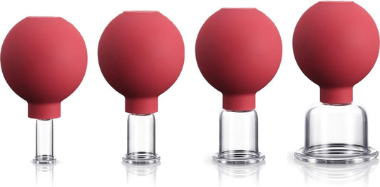 4-Piece Cupping Set - Silicone Face Cups - Cellulite Cups - Glass Facial Cupping Set - Facial Cupping - V1188-MS101-02497-1