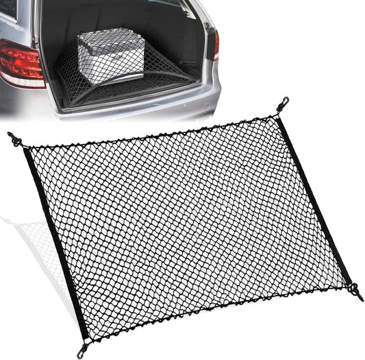 Elastic Trunk Net - 110 x 60 CM - Trunk Net with 4 Hooks - Car Trunk Cargo Organizer Net - Car Organizer - V1188-MS101-02511-1