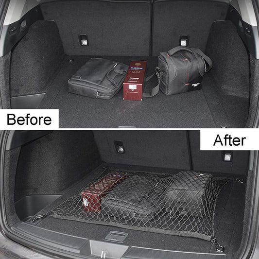 Elastic Trunk Net - 110 x 60 CM - Trunk Net with 4 Hooks - Car Trunk Cargo Organizer Net - Car Organizer - V1188-MS101-02511-1