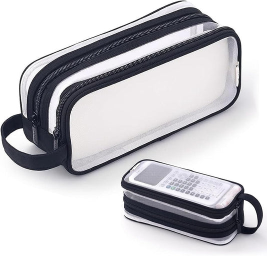 Transparent pencil case - transparent black - teen pencil case - large case for school and office - adult V1188-MS101-02512-1