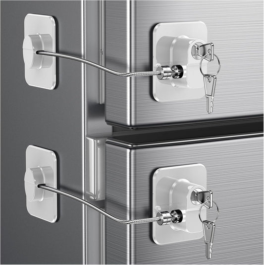 2-Pack Refrigerator Locks - with Keys - for Children, Toddlers, and Adults - Self-Adhesive Refrigerator Lock V1188-MS101-02520-1