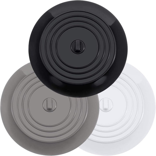 Drain Stopper - 3 Pieces - 15 cm Diameter - White, Grey and Black - Drain Plug - Universal Sink Stopper - V1188-MS101-02541-1