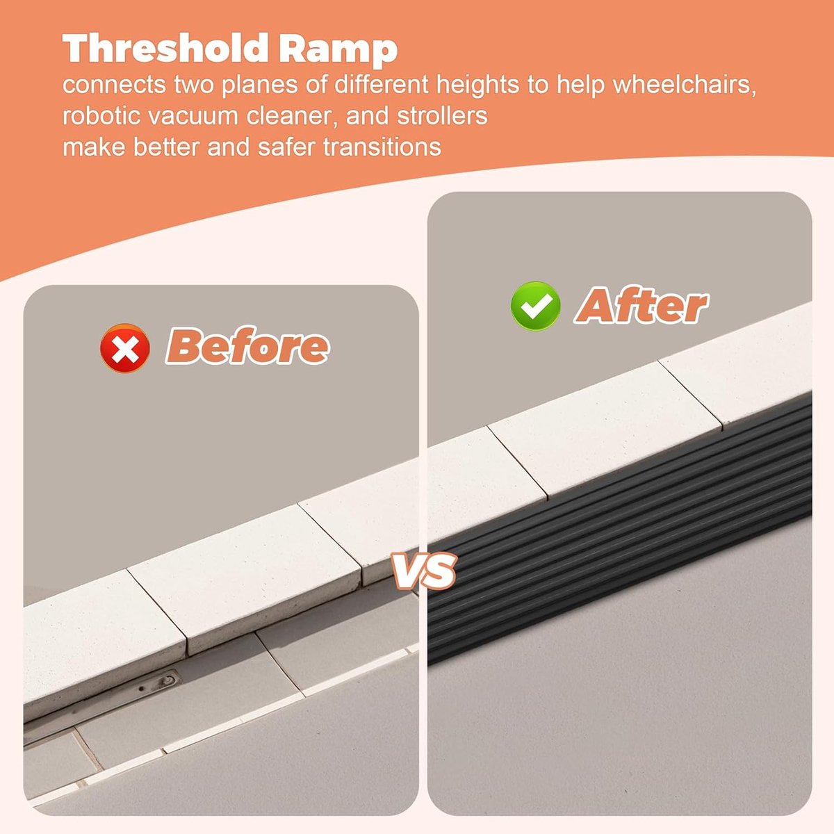 Threshold ramp - 1 m*10mm*50mm - Rubber threshold aid - Threshold ramps - Drive-up ramp - Threshold ramps for V1188-MS101-02547-1