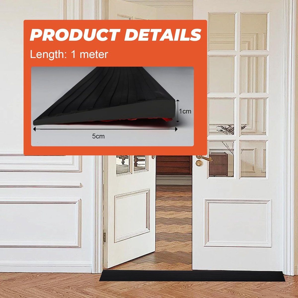 Threshold ramp - 1 m*10mm*50mm - Rubber threshold aid - Threshold ramps - Drive-up ramp - Threshold ramps for V1188-MS101-02547-1