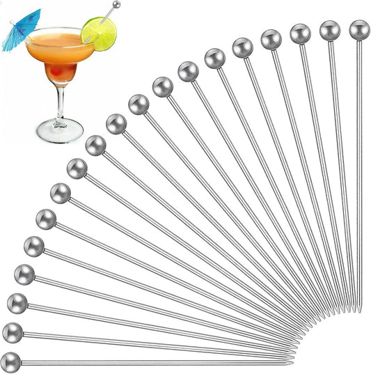 20 pieces - Cocktail picks - Stainless steel cocktail picks - 11 cm - Fruit sticks - Stainless steel fork - V1188-MS101-02562-1