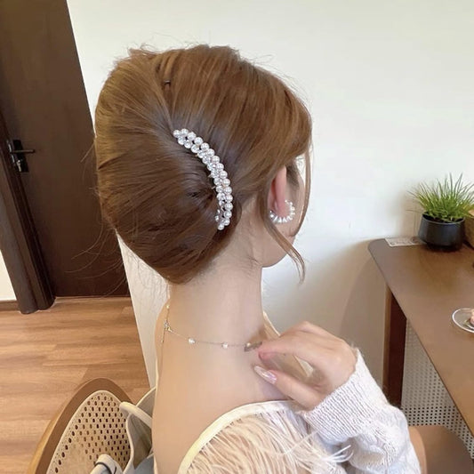 2 pieces - Hair comb - Hair clip - Hairpin - Hair clamps - U-shaped side comb - pearl side hair combs - V1188-MS101-02576-1