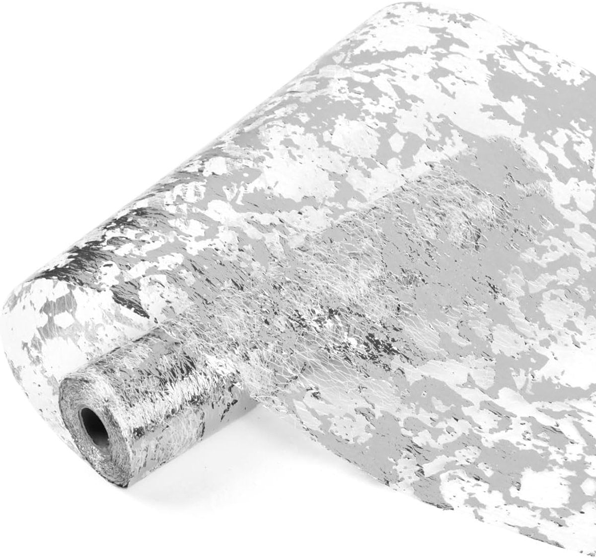 Table Runner - 28*275 cm - Silver Table Runner - Silver Gold Foil Table Runner - Tablecloth - Polyester Table V1188-MS101-02593-1