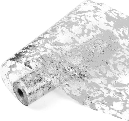 Table Runner - 28*275 cm - Silver Table Runner - Silver Gold Foil Table Runner - Tablecloth - Polyester Table V1188-MS101-02593-1