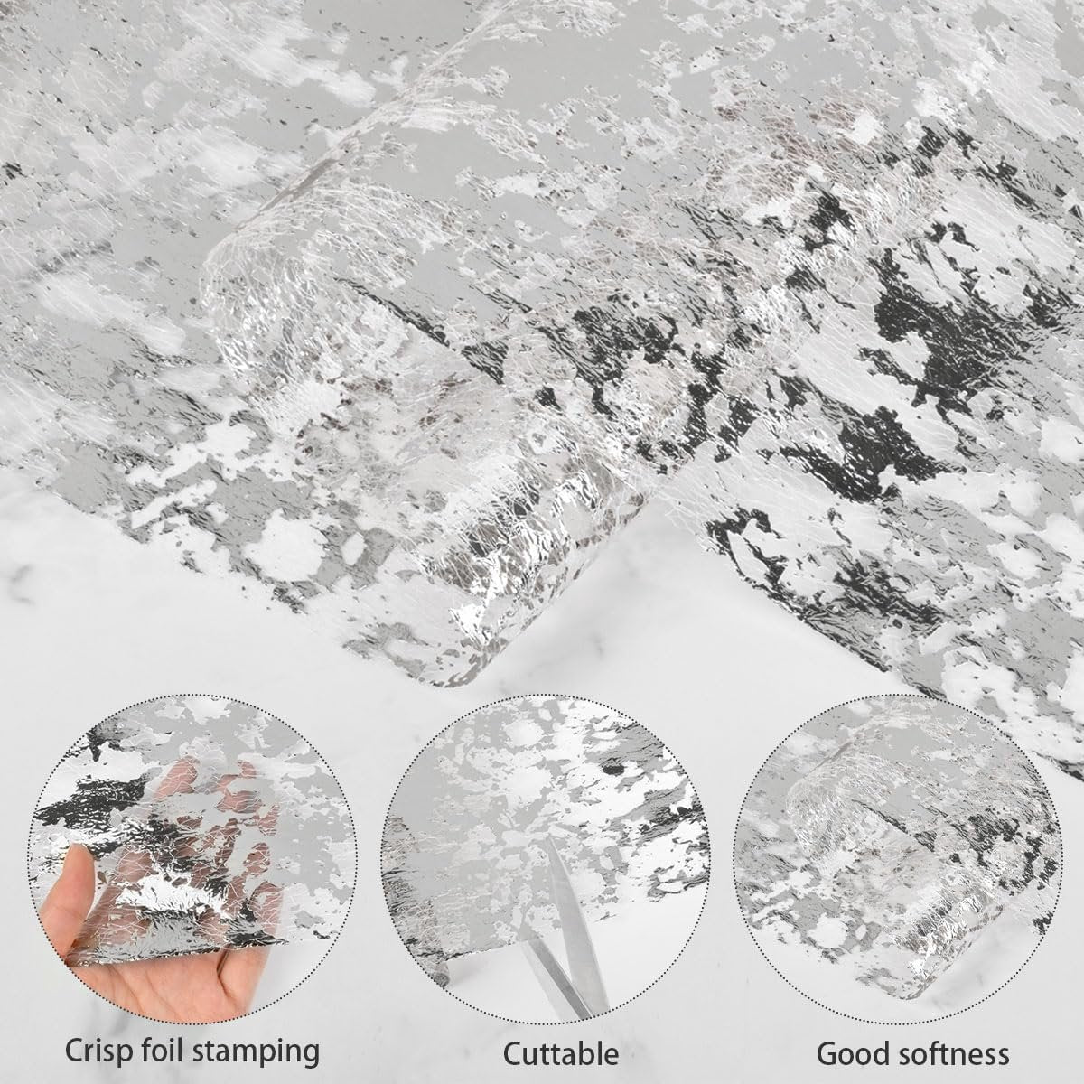 Table Runner - 28*275 cm - Silver Table Runner - Silver Gold Foil Table Runner - Tablecloth - Polyester Table V1188-MS101-02593-1