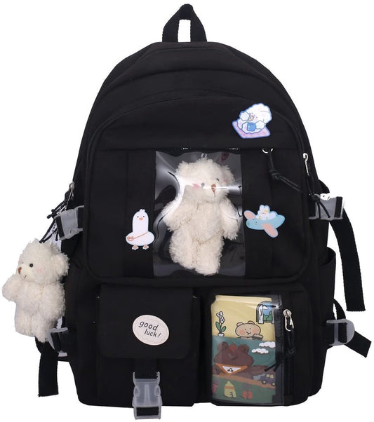 Waterproof backpack for girls - Girl's Backpack With Pin and Accessories - boys' backpack - women's backpack V1188-MS101-02605-1