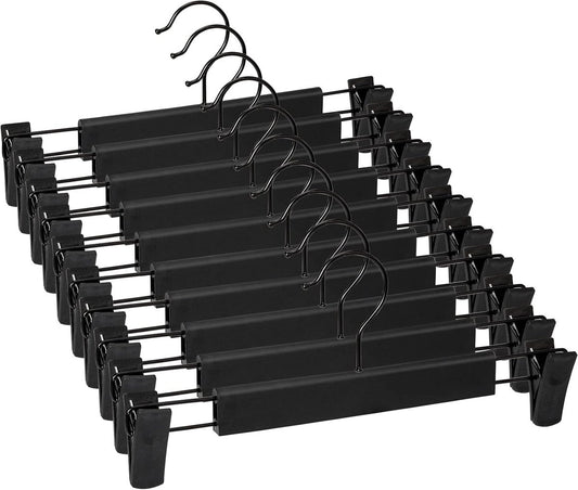 Clothes Hangers - 10 Pieces - Trouser Hangers - Trouser Hangers with Clips - Garment Hangers - Skirt Hangers V1188-MS101-02608-1