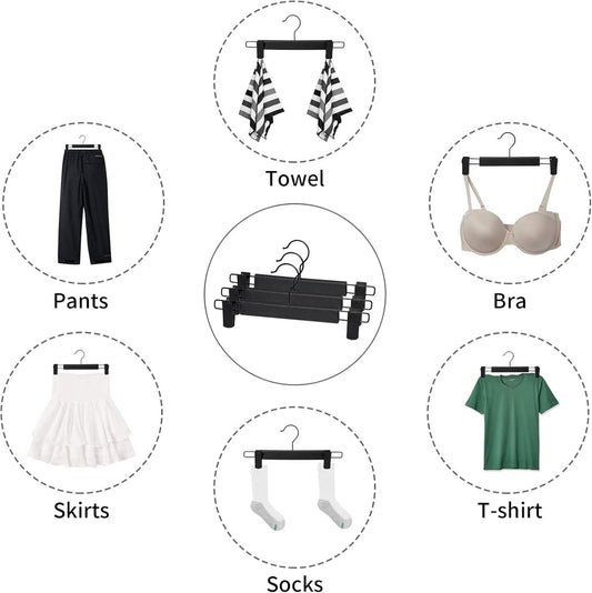 Clothes Hangers - 10 Pieces - Trouser Hangers - Trouser Hangers with Clips - Garment Hangers - Skirt Hangers V1188-MS101-02608-1