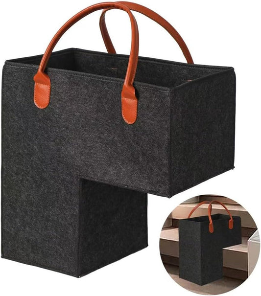 Stair Organizer Basket - Stair Basket - L-shaped Foldable Stair Basket - Storage Bag - Felt Stair Basket - V1188-MS101-02621-1