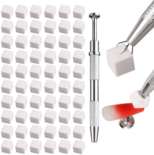 Nail Sponge SET - 100 Pieces - Nail Sponge with Metal Gripper - Soft Nail Sponges - Ombre Nail Brush - Nail V1188-MS101-02650-1