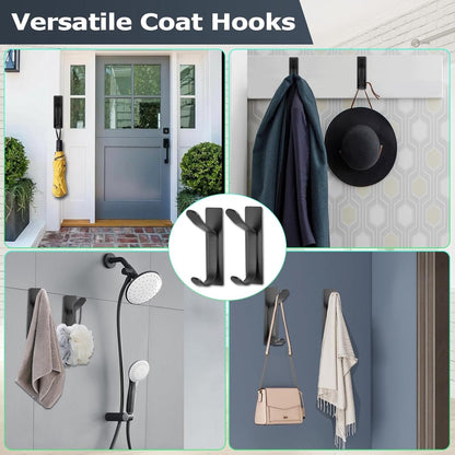 Pieces Wall-Mounted Coat Rack - No Drilling Required - Black Solid Wall Hook - Self-Adhesive Coat Hooks - V1188-MS101-02653-1
