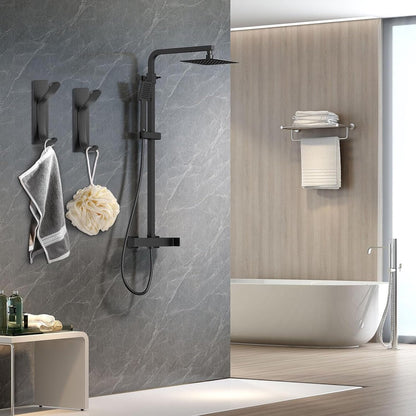 Pieces Wall-Mounted Coat Rack - No Drilling Required - Black Solid Wall Hook - Self-Adhesive Coat Hooks - V1188-MS101-02653-1