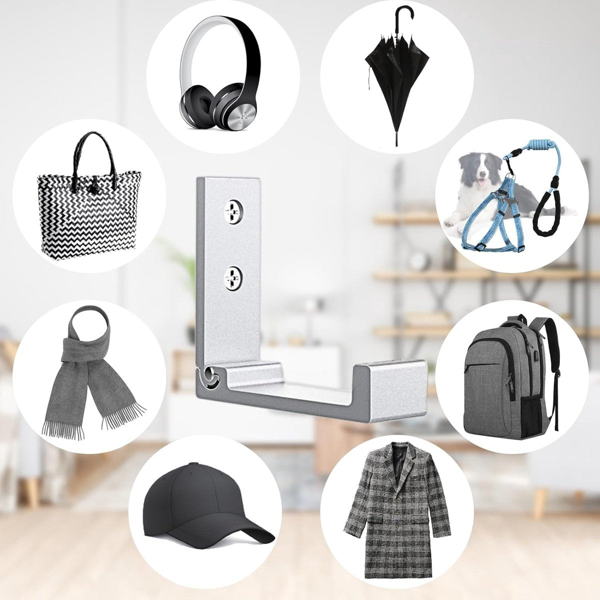 6 pieces - Foldable wall hooks - 6.7*7.5*2.5 cm - Clothes hook - concealable clothes hooks - heavy-duty wall V1188-MS101-02659-1