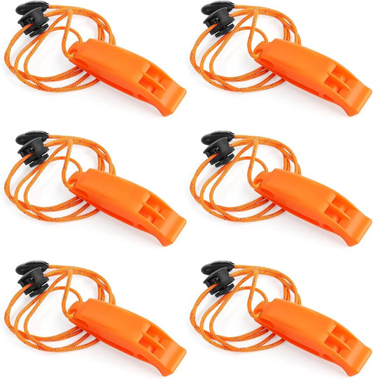 6 pieces - Emergency whistle - survival whistles - dual frequency - emergency whistle - with reflective cord, V1188-MS101-02688-1