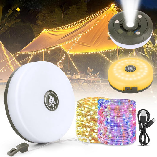 2-Piece Camping Light String 10 M - Warm Lights and Colored Light - Camping Lighting String - Light Garland - V1188-MS101-02690-1