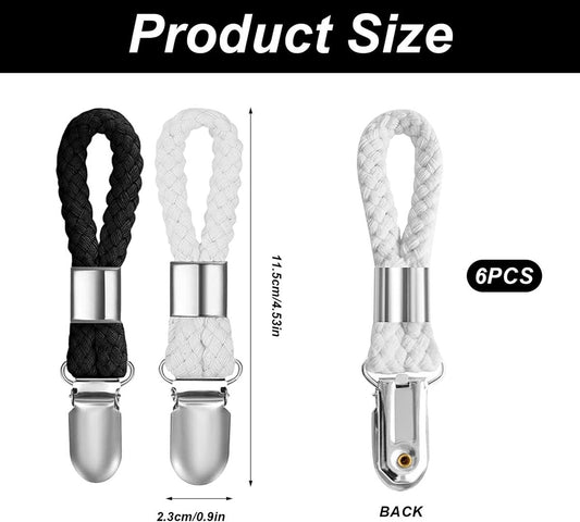 6 pieces - towel clips - bath towel clip - metal kitchen tea towel hooks - with woven cotton rope loop - for V1188-MS101-02696-1