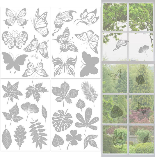 28 pieces - transparent window stickers - butterfly patterns and leaf shapes - warning decorative stickers - V1188-MS101-02699-1