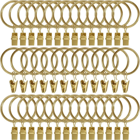 Metal Curtain Hooks with Clamps and Rings - 40 Pieces - Drapery Clip Hooks - Metal Curtain Rings - Decorative V1188-MS101-02710-1