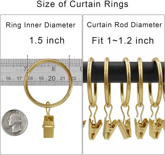 Metal Curtain Hooks with Clamps and Rings - 40 Pieces - Drapery Clip Hooks - Metal Curtain Rings - Decorative V1188-MS101-02710-1