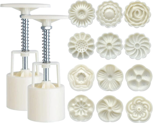 Set of 12 Cookie Cutters Set - Cookie Stamps - Cookie Shapes - Cookie Cutter Set - Mooncake Pan Set - Baking V1188-MS101-02715-1