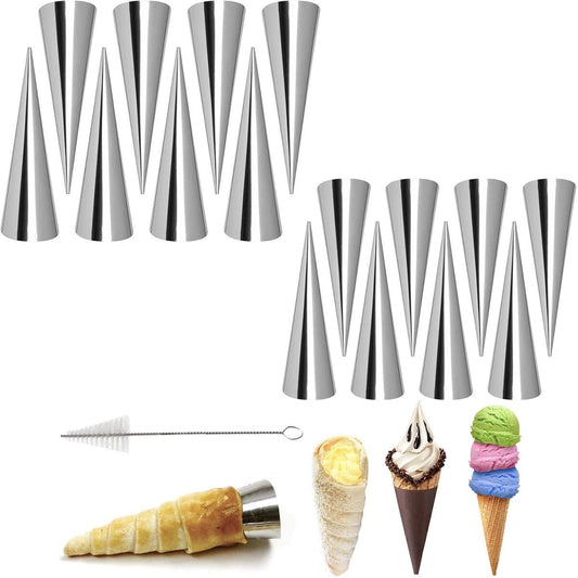 16 pieces - Croissant molds - Cream horn molds - Ice cream cone molds - Horn molds - Baking tools - Stainless V1188-MS101-02717-1