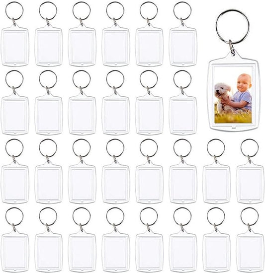 Photo Keychain - 30 Pieces - Empty Photo Frame Keychains - Transparent Clear Acrylic Keychains - Transparent V1188-MS101-02718-1