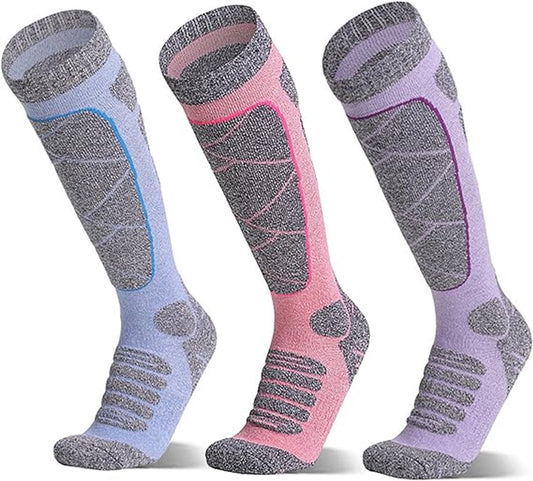 Ski Socks - 3 Pairs - Women's Socks - Sports Socks - Cotton Socks - Warm Socks Women - Long House Socks - V1188-MS101-02719-1